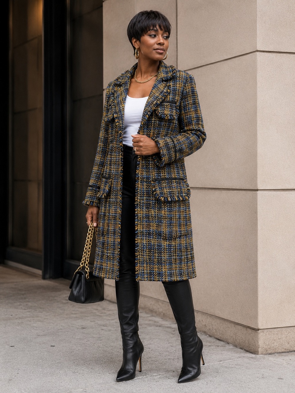 True Meaning Plaid Fringe Coat